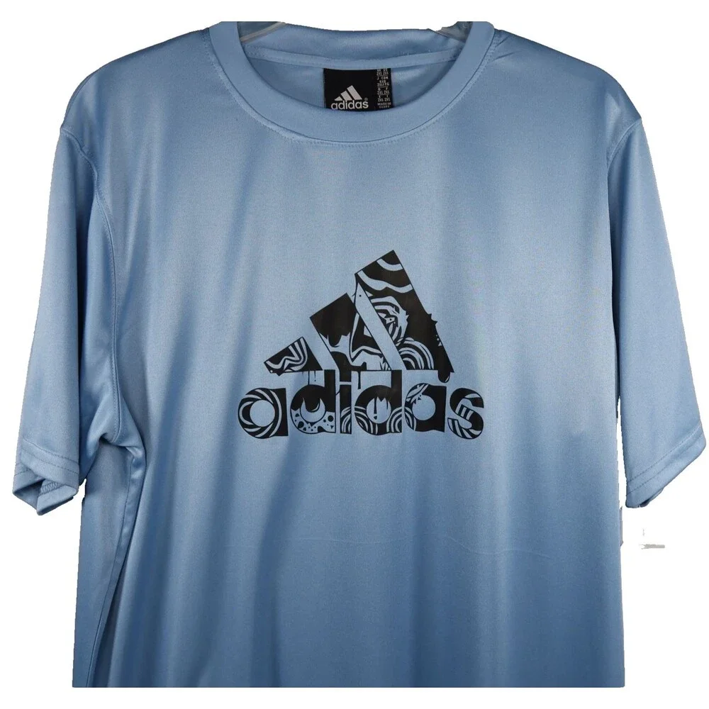 NEW Adidas Dri -Fit Tee Shirt Blue Trefoil Logo on Front Mens Size 2XL NWT